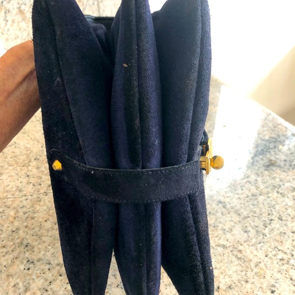 VINTAGE LUCA LUCA Blue Suede Purse - Picture 7 of 10